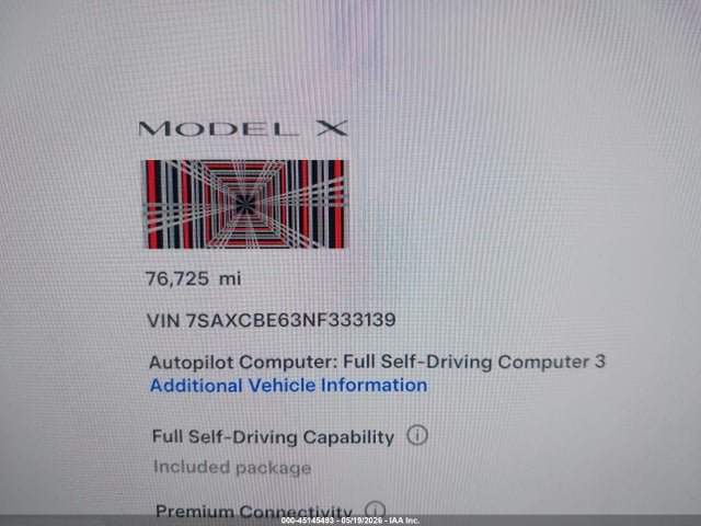 Aukcja sprzedaży 2022 Tesla Model X Plaid Tri Motor All-wheel Drive, vin: 7SAXCBE63NF333139, numer aukcji: 45145493