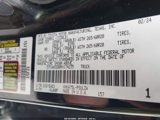 5TFWA5DB0RX174235 Toyota Tundra Limited