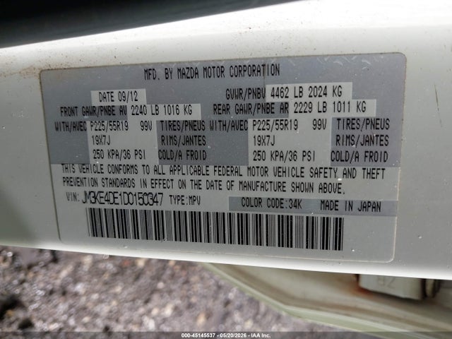 45145537 :رقم المزاد ، JM3KE4DE1D0150347 vin ، 2013 Mazda Cx-5 Grand Touring مزاد بيع