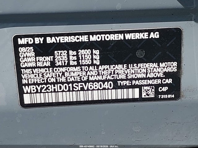 BMW I4 Gran Coupe Edrive40 2025 WBY23HD01SFV68040 Image 9