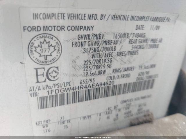 2010 Ford F-450 Chassis Lariat/xl/xlt მანქანა იყიდება აუქციონზე, vin: 1FDGW4HR4AEA94620, აუქციონის ნომერი: 45145666