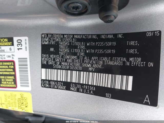 Toyota Sienna Se 8 Passenger 2015 5TDXK3DC8FS659030 Image 9