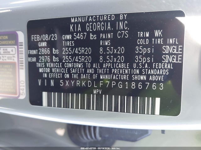 Aukcja sprzedaży 2023 Kia Sorento Sx, vin: 5XYRKDLF7PG186763, numer aukcji: 45145709