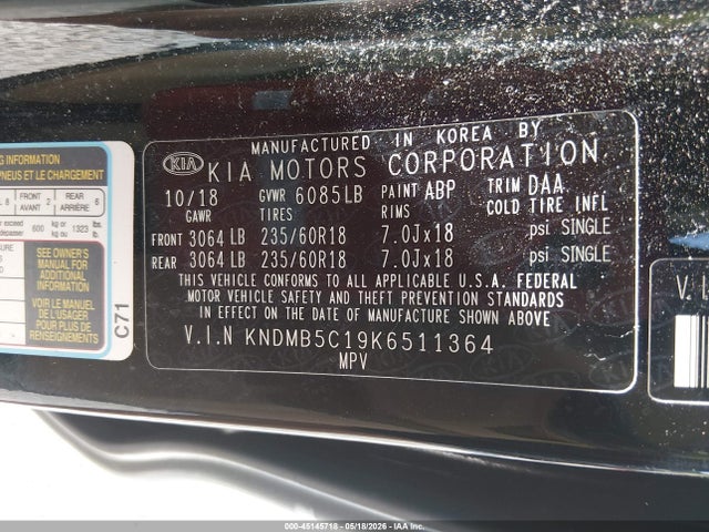 KNDMB5C19K6511364 KIA SEDONA EX