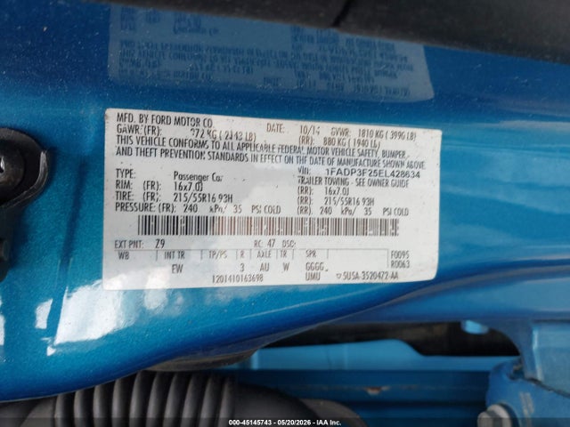 Aukcja sprzedaży 2014 Ford Focus Se, vin: 1FADP3F25EL428634, numer aukcji: 45145743