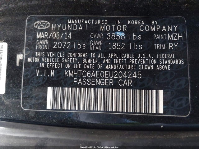 2014 Hyundai Veloster Turbo W/blue მანქანა იყიდება აუქციონზე, vin: KMHTC6AE0EU204245, აუქციონის ნომერი: 45145825