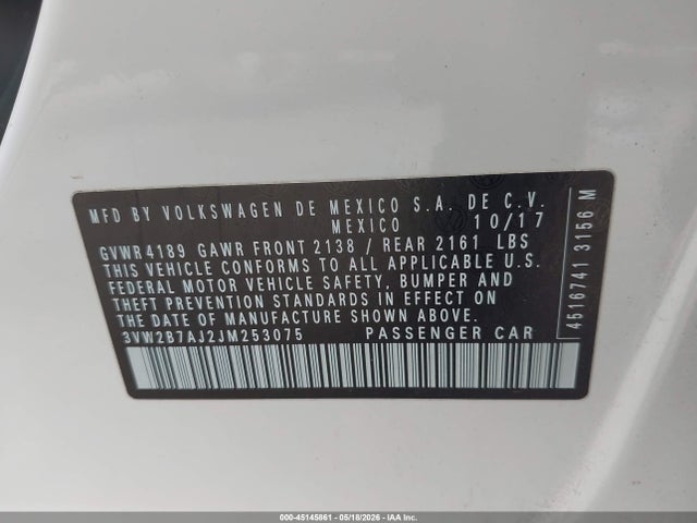 3VW2B7AJ2JM253075 Volkswagen Jetta 1.4t S
