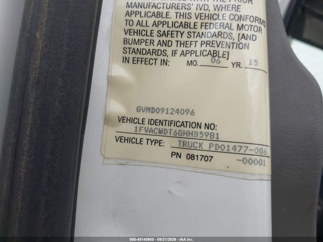 Aukcja sprzedaży 2016 Freightliner M2 106 Medium Duty, vin: 1FVACWDT6GHHB5981, numer aukcji: 45145900