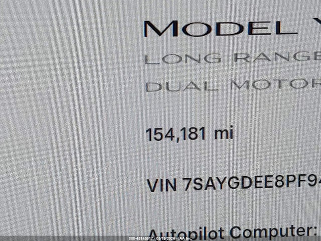 45145917 :رقم المزاد ، 7SAYGDEE8PF949207 vin ، 2023 Tesla Model Y Awd/long Range Dual Motor All-wheel Drive مزاد بيع