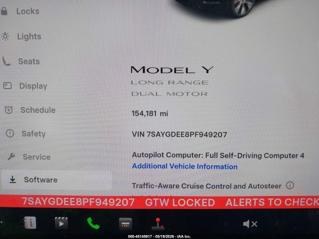 45145917 :رقم المزاد ، 7SAYGDEE8PF949207 vin ، 2023 Tesla Model Y Awd/long Range Dual Motor All-wheel Drive مزاد بيع