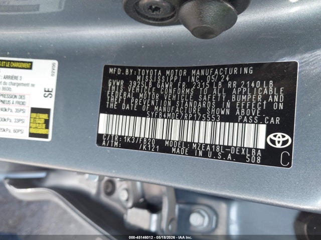 Toyota COROLLA LE 2024 5YFB4MDE7RP175553 Image 9