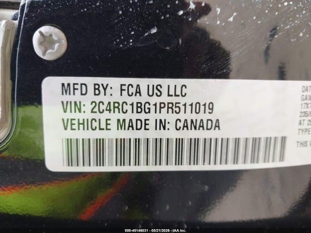 45146031 :رقم المزاد ، 2C4RC1BG1PR511019 vin ، 2023 Chrysler Pacifica Touring L مزاد بيع