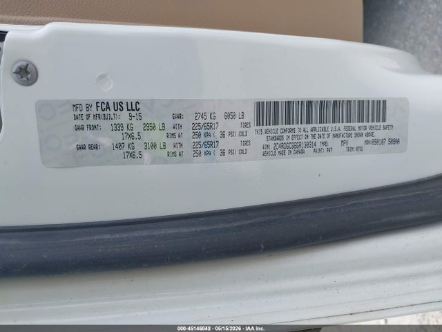 45146042 :رقم المزاد ، 2C4RDGCG6GR130314 vin ، 2016 Dodge Grand Caravan Sxt مزاد بيع