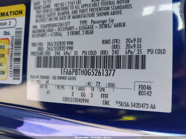 Ford Mustang Ecoboost 2016 1FA6P8TH0G5261377 Image 9