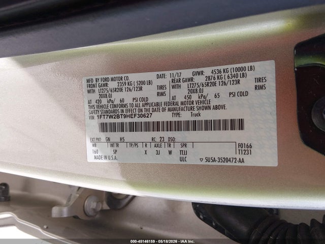 Aukcja sprzedaży 2017 Ford F-250 King Ranch, vin: 1FT7W2BT9HEF30627, numer aukcji: 45146159