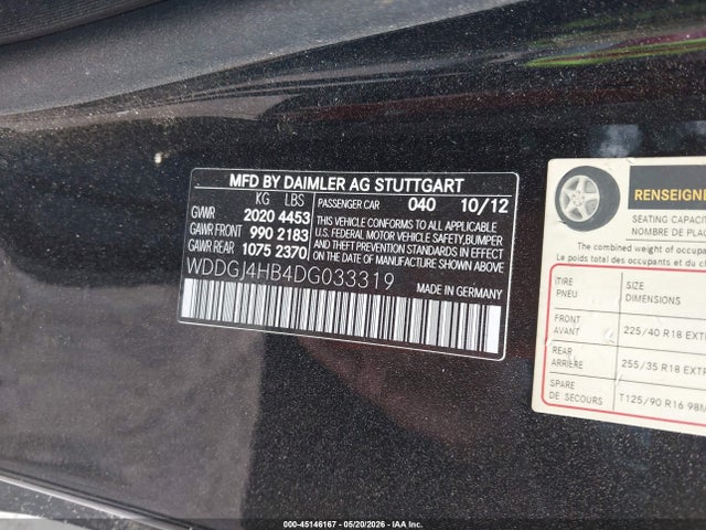 2013 Mercedes-benz C 250 მანქანა იყიდება აუქციონზე, vin: WDDGJ4HB4DG033319, აუქციონის ნომერი: 45146167