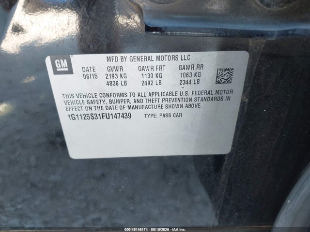 Chevrolet Impala 2lt 2015 1G1125S31FU147439 Image 9