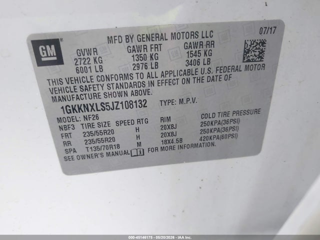 Aukcja sprzedaży 2018 Gmc Acadia Denali, vin: 1GKKNXLS5JZ108132, numer aukcji: 45146175