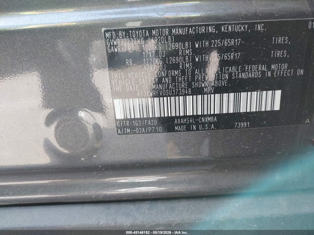 2025 Toyota Rav4 Hybrid Xle მანქანა იყიდება აუქციონზე, vin: 4T3RWRFV0SU173948, აუქციონის ნომერი: 45146192