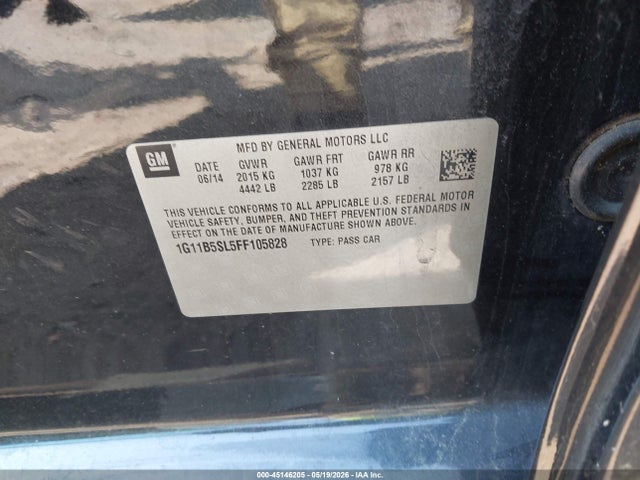 Aukcja sprzedaży 2015 Chevrolet Malibu Ls, vin: 1G11B5SL5FF105828, numer aukcji: 45146205