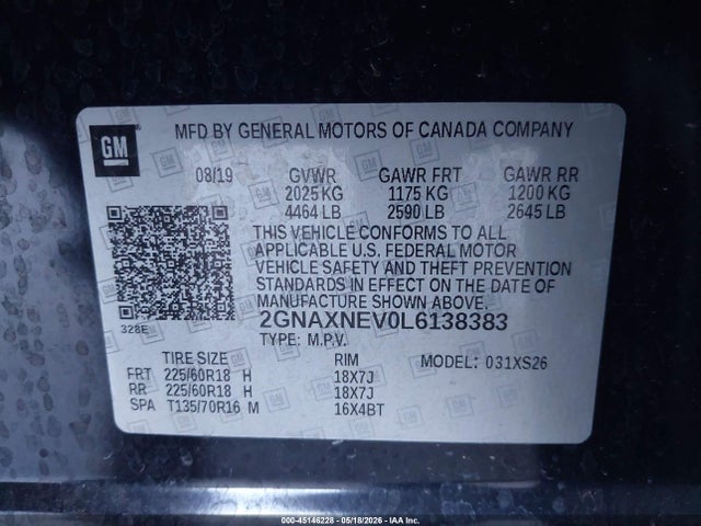 2GNAXNEV0L6138383 Chevrolet Equinox Fwd Premier 1.5l Turbo