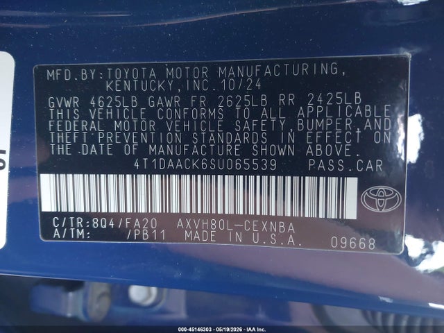4T1DAACK6SU065539 Toyota CAMRY LE