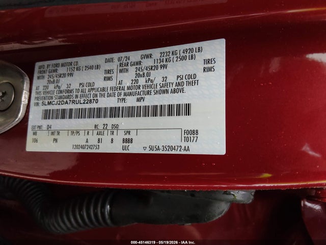 Продаж на аукціоні авто 2024 Lincoln Corsair Reserve, vin: 5LMCJ2DA7RUL22870, номер лоту: 45146319
