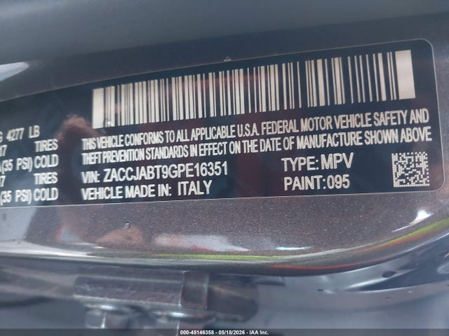Продаж на аукціоні авто 2016 Jeep Renegade Latitude, vin: ZACCJABT9GPE16351, номер лоту: 45146358