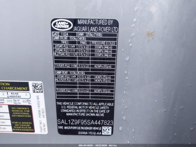 SAL1Z9F95SA447823 Land Rover Range Rover Sport P635 Sv Edition Two