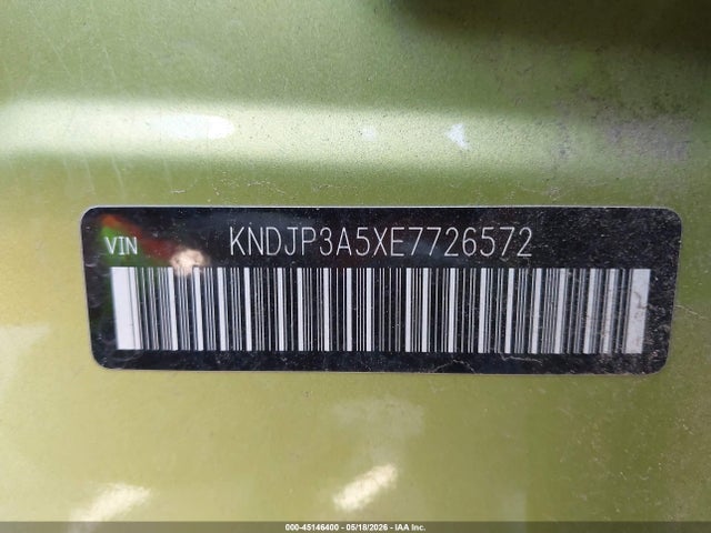 45146400 :رقم المزاد ، KNDJP3A5XE7726572 vin ، 2014 Kia Soul + مزاد بيع
