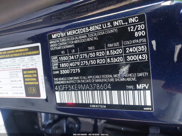 Продажа на аукционе авто 2021 Mercedes-benz Gls 450 4matic, vin: 4JGFF5KE9MA378604, номер лота: 45146409