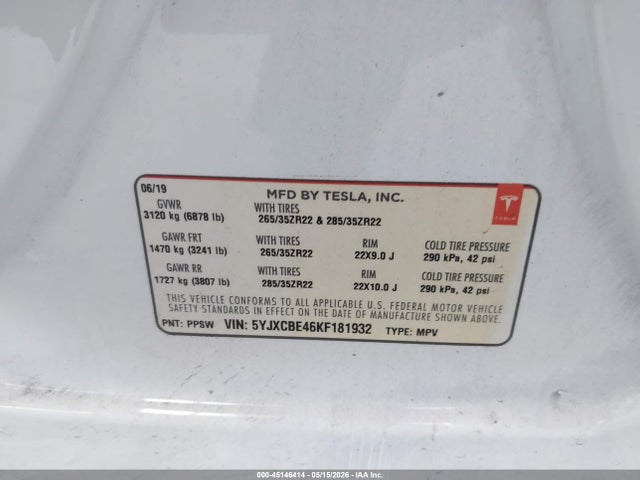 Tesla Model X P100d/performance 2019 5YJXCBE46KF181932 Image 9