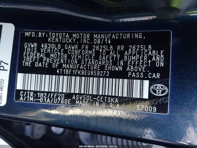 Toyota CAMRY SE 2014 4T1BF1FK8EU859273 Image 9