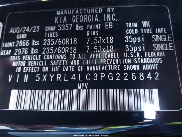 KIA SORENTO S 2023 5XYRL4LC3PG226842 Image 9