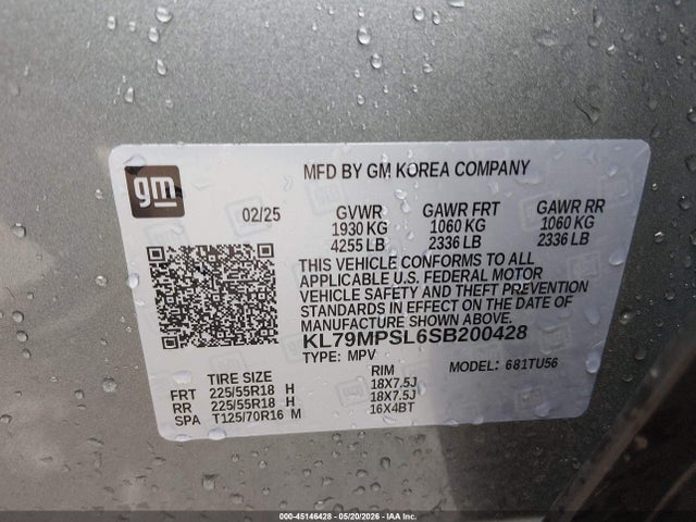 45146428 :رقم المزاد ، KL79MPSL6SB200428 vin ، 2025 Chevrolet Trailblazer Fwd Lt مزاد بيع