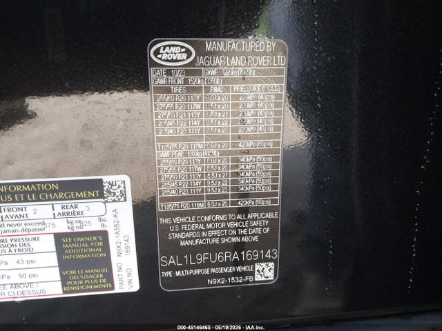 SAL1L9FU6RA169143 Land Rover Range Rover Sport Dynamic Se