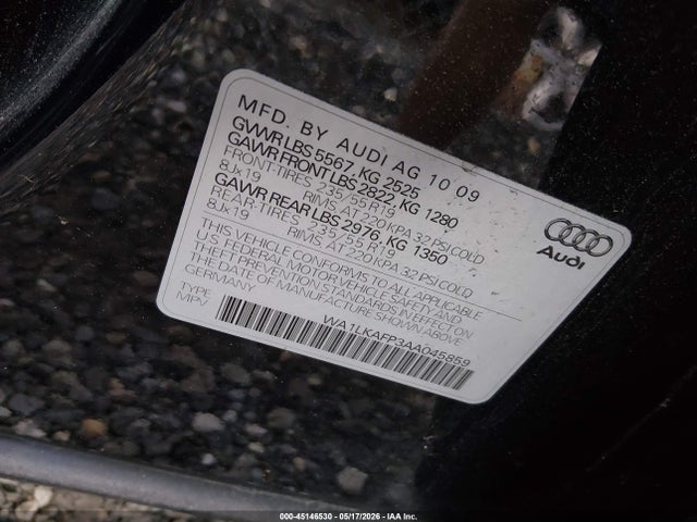 Продажа на аукционе авто 2010 Audi Q5 3.2 Premium, vin: WA1LKAFP3AA045859, номер лота: 45146530