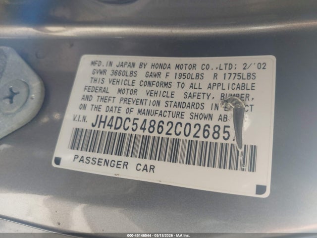Aukcja sprzedaży 2002 Acura Rsx, vin: JH4DC54862C026852, numer aukcji: 45146544