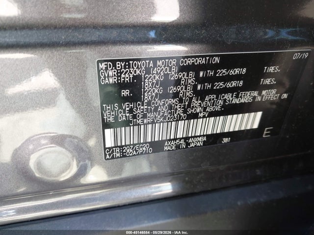 Aukcja sprzedaży 2019 Toyota Rav4 Hybrid Xse, vin: JTMEWRFV5KJ023170, numer aukcji: 45146584