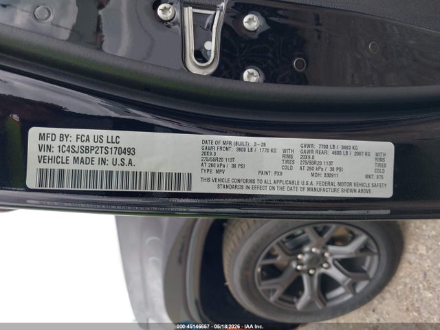 45146657 :رقم المزاد ، 1C4SJSBP2TS170493 vin ، 2026 Jeep Grand Wagoneer L Limited Altitude 4x4 مزاد بيع