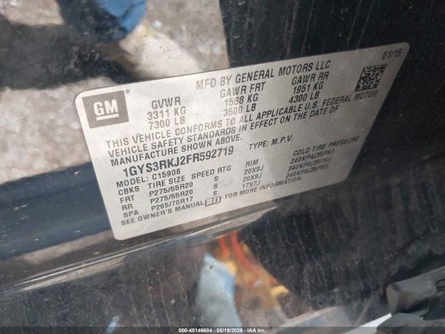 Продаж на аукціоні авто 2015 Cadillac Escalade Esv Standard, vin: 1GYS3RKJ2FR592719, номер лоту: 45146684