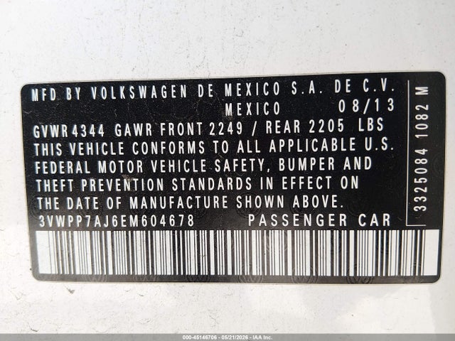 3VWPP7AJ6EM604678 Volkswagen Jetta Sportwagen 2.5l S/2.5l Se