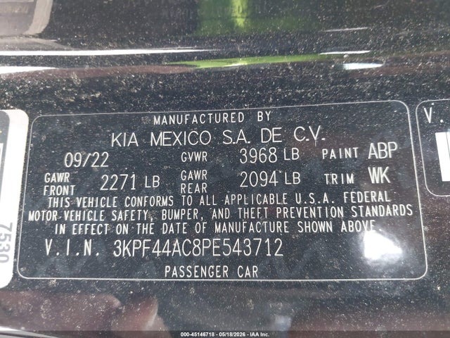 2023 Kia Forte Gt მანქანა იყიდება აუქციონზე, vin: 3KPF44AC8PE543712, აუქციონის ნომერი: 45146718
