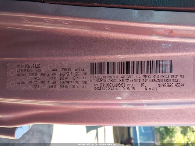 Aukcja sprzedaży 2020 Jeep Wrangler Unlimited Sport 4x4, vin: 1C4HJXDG3LW105083, numer aukcji: 45146729