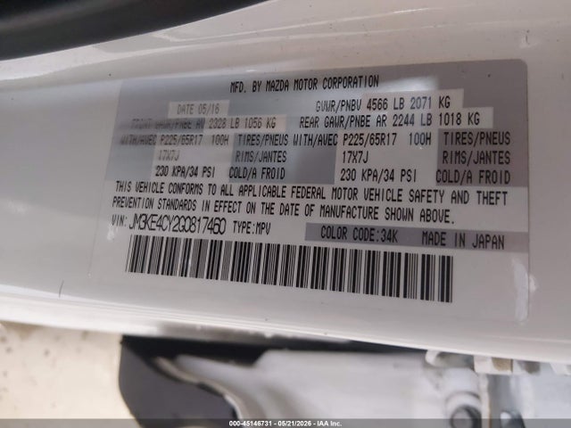 Aukcja sprzedaży 2016 Mazda Cx-5 Touring, vin: JM3KE4CY2G0817460, numer aukcji: 45146731