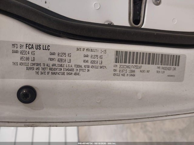 Aukcja sprzedaży 2015 Chrysler 300 Limited, vin: 2C3CCAAG1FH755107, numer aukcji: 45146734