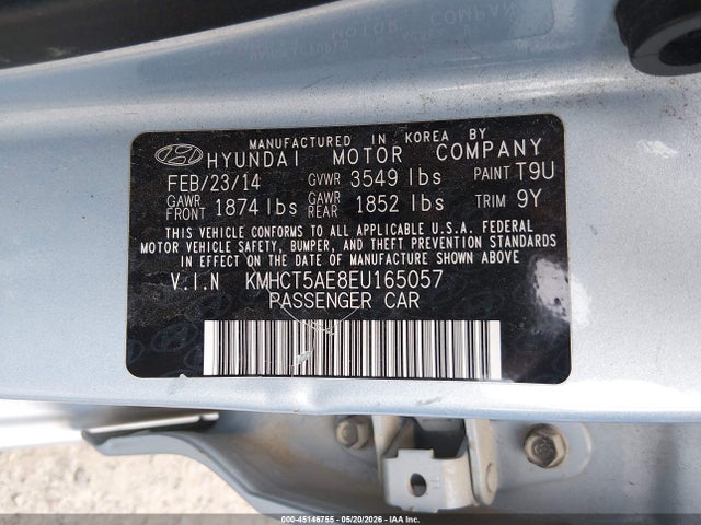KMHCT5AE8EU165057 Hyundai ACCENT GS