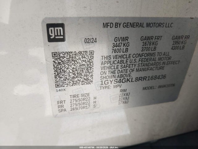 Aukcja sprzedaży 2024 Cadillac Escalade 4wd Sport Platinum, vin: 1GYS4GKL8RR168436, numer aukcji: 45146766