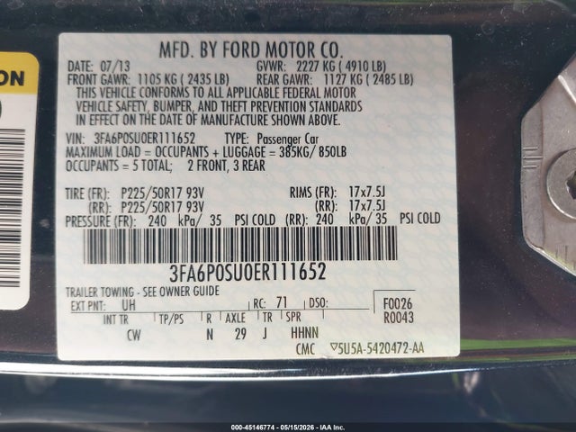 Ford Fusion Energi Titanium 2014 3FA6P0SU0ER111652 Image 9