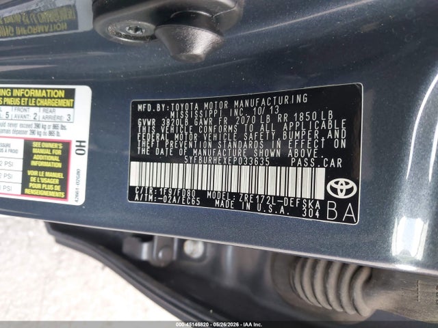 Toyota Corolla S/s Plus/s Premium 2014 5YFBURHEXEP033635 Image 9